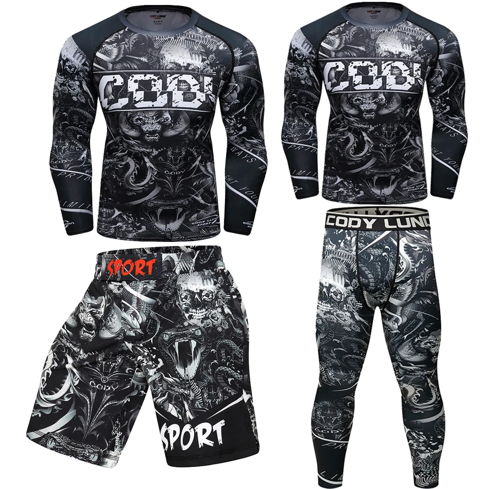 Муай Тай ММА джиу Jusit футболки + штаны Bjj GI сжатия бокс комплект из Джерси