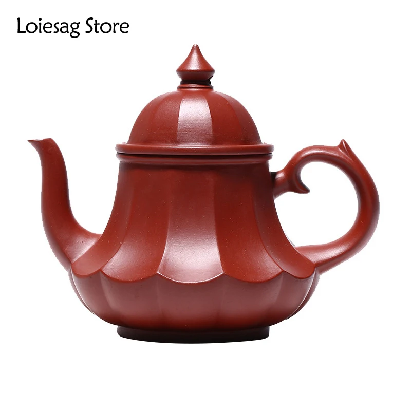 

Loiesag 200ml Yixing DingShu Town Zisha GaoLingbo Zisha Tea pot Rib Pattern Lotus Lantern Raw Ore Dahongpao Household Teapots