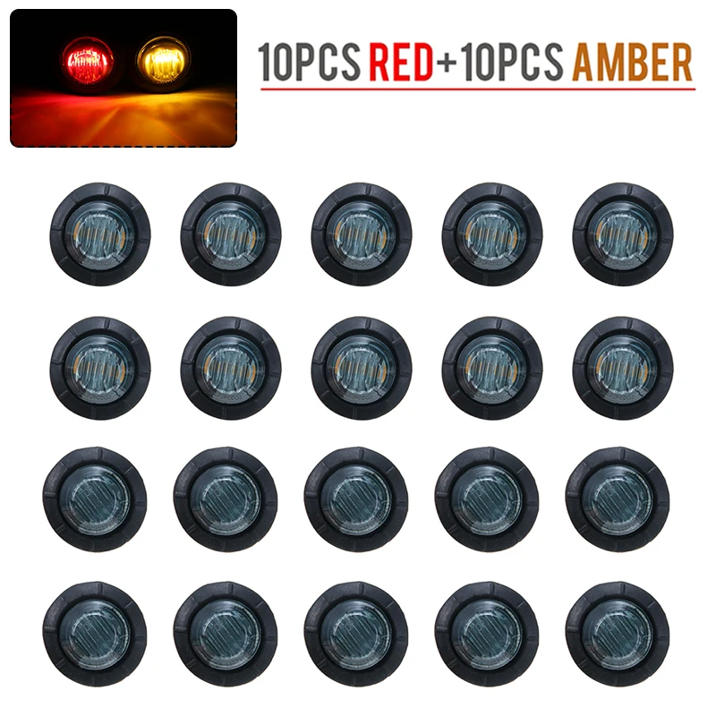 For Car Truck Boat Trailer 20pcs 12V 3/4" Round Red/Amber Led Light Waterproof Side Marker Lamp Auto Interior Exterior Lighting
For Car Truck Boat Trailer 20pcs 12V 3/4" Round Red/Amber Led Light Waterproof Side Marker Lamp Auto Interior Exterior Lighting