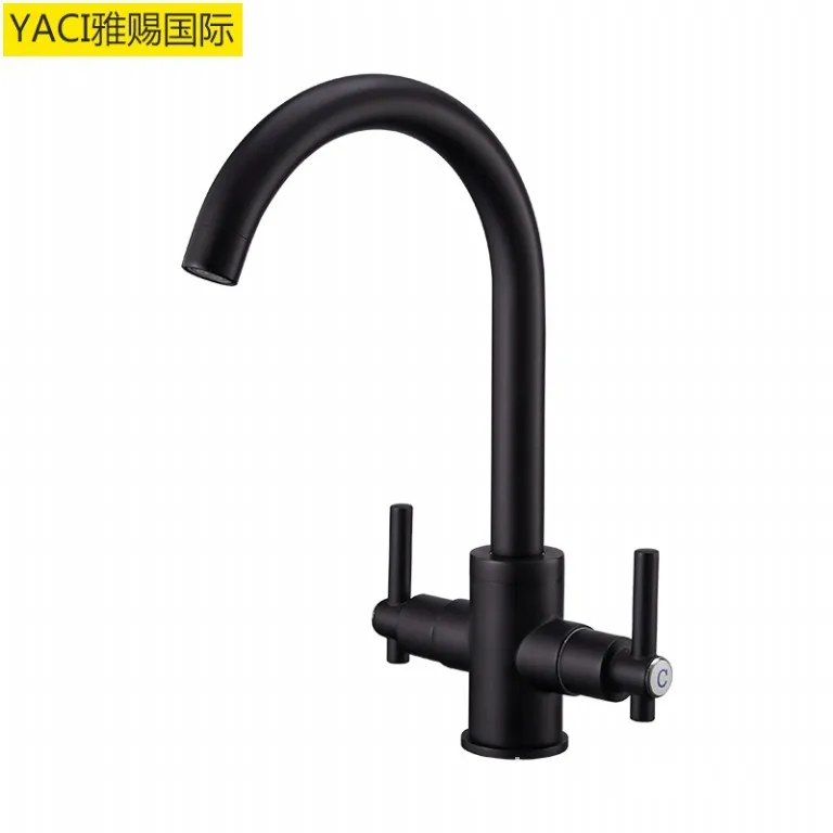 Vidric Foreign trade double kitchen hot and cold faucet paint black sink faucet + tube
Vidric Foreign trade double kitchen hot and cold faucet paint black sink faucet + tube