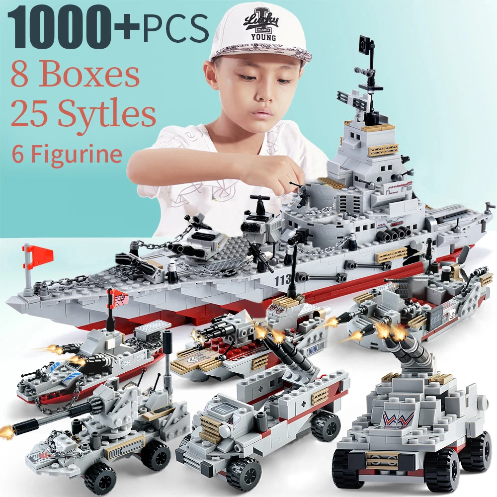 1000pcs Warships Model Building Blocks Army Navy Ship Boat Airplane Bricks Technic Blocks Toys For Boy Assembling Model Space
1000pcs Warships Model Building Blocks Army Navy Ship Boat Airplane Bricks Technic Blocks Toys For Boy Assembling Model Space
