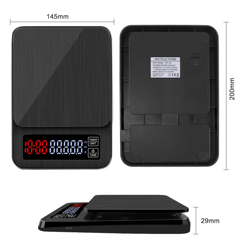 3kg/0.1g Electronic Kitchen Scale Stainless Steel Timing Kitchen Scale Household Round Scale LCD Backlight Display Food Scale
3kg/0.1g Electronic Kitchen Scale Stainless Steel Timing Kitchen Scale Household Round Scale LCD Backlight Display Food Scale