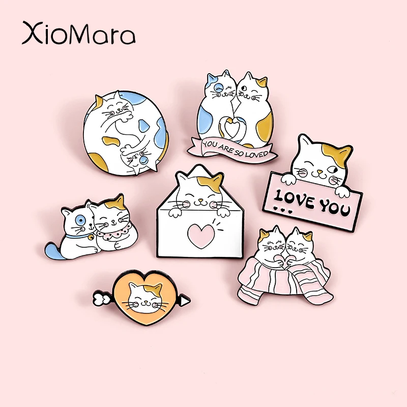 I LOVE YOU Couple Cats Enamel Pins Fashion Cartoon Lapel Badges Wholesale Cute Animals Pins Brooches Jewelry Gifts for friends
I LOVE YOU Couple Cats Enamel Pins Fashion Cartoon Lapel Badges Wholesale Cute Animals Pins Brooches Jewelry Gifts for friends