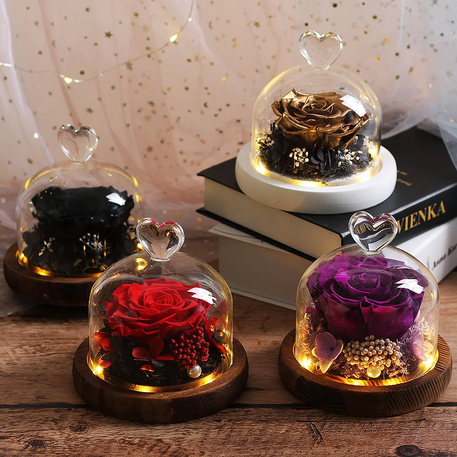 Eternal Exclusive Rose In Glass Dome With Lights Real Beauty and Beast Romantic Valentine's Gifts Christmas' Gift | Дом и сад