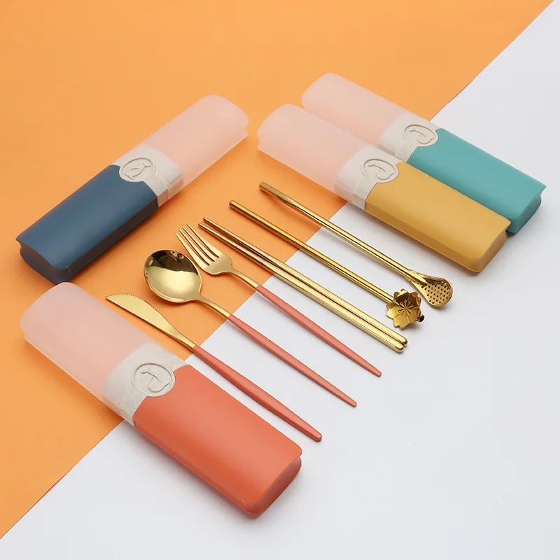 Stainless Steel Cutlery Set with Case Outdoor Portable Gold Spoon Fork Chopsticks Straw Spoon Silverware Set Kitchen Accessories
Stainless Steel Cutlery Set with Case Outdoor Portable Gold Spoon Fork Chopsticks Straw Spoon Silverware Set Kitchen Accessories