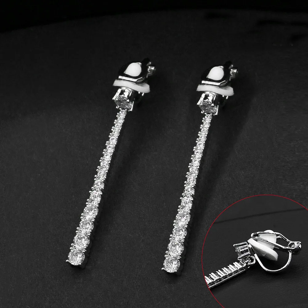 Japanese Long Wedding No Pierced Clip On Earrings Cubic Zircon Clips No Hole Ear Jewelry for Women
Japanese Long Wedding No Pierced Clip On Earrings Cubic Zircon Clips No Hole Ear Jewelry for Women