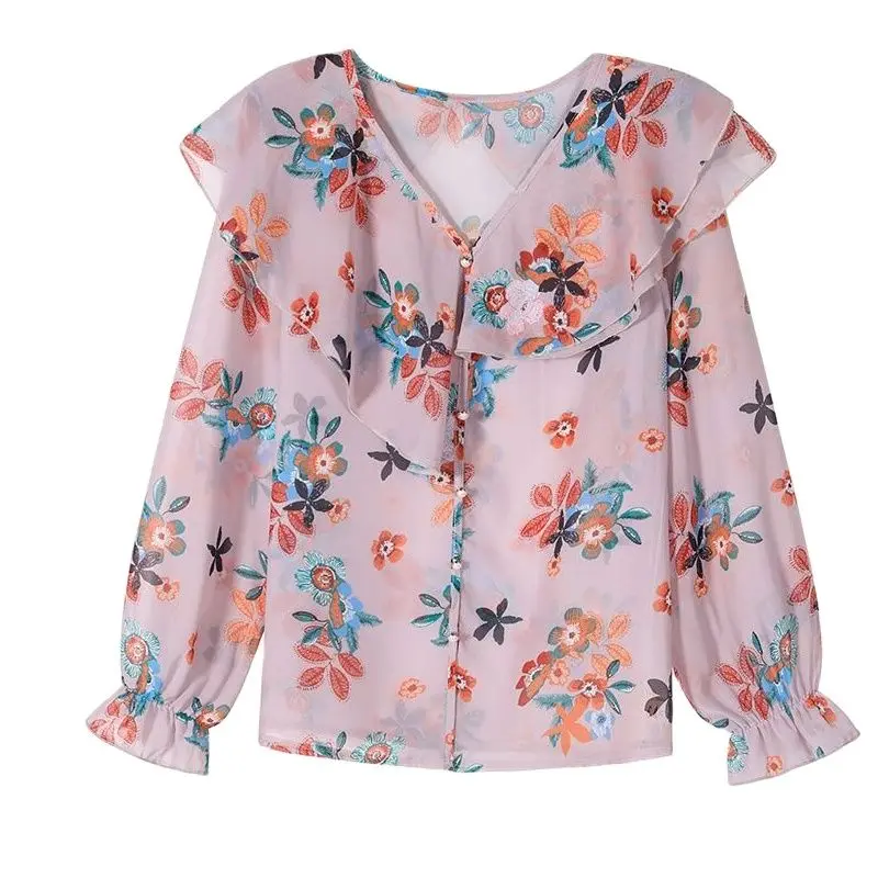 Женская шифоновая блузка с оборками, милая Свободная блузка в Корейском стиле с V-образным вырезом, винтажная рубашка с принтом, Новинка осе...
Женская шифоновая блузка с оборками, милая Свободная блузка в Корейском стиле с V-образным вырезом, винтажная рубашка с принтом, Новинка осе...