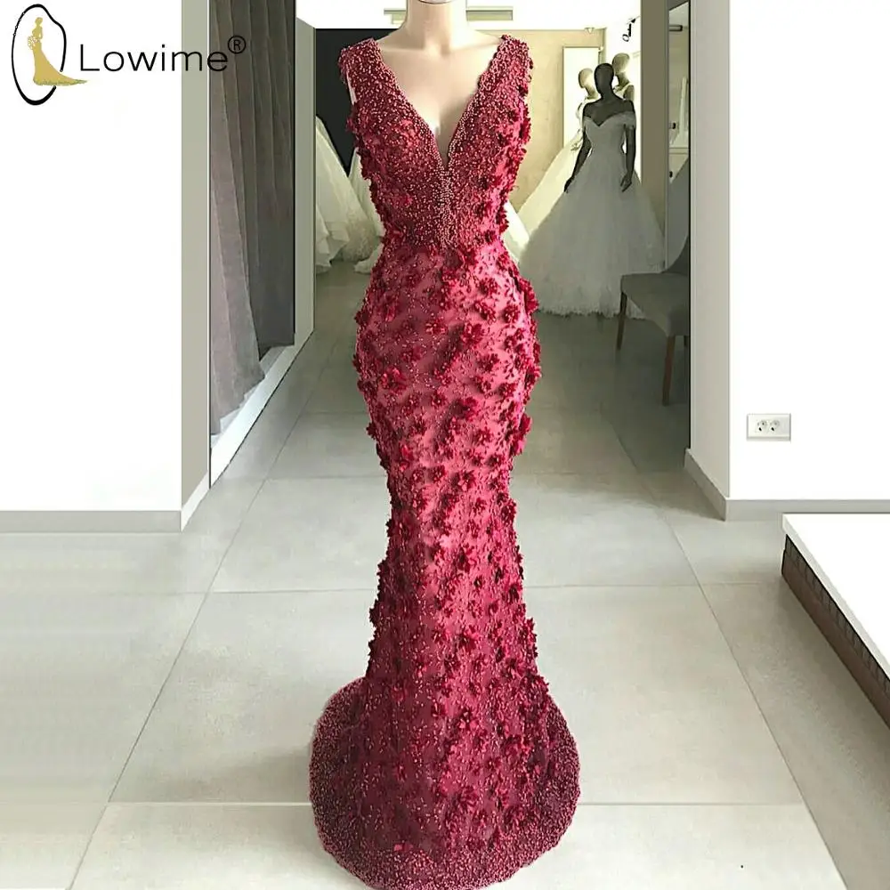 Burgundy Mermaid Evening Dresses V Neck Handmade Flowers Beads Formal Dress Middle East Robe De Soiree Prom Party Dress
Burgundy Mermaid Evening Dresses V Neck Handmade Flowers Beads Formal Dress Middle East Robe De Soiree Prom Party Dress