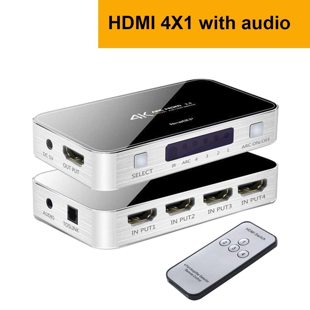 HDMI переключатель с аудио 4K 4 в 1 Переключатель hdmi экстрактор ARC разделитель toslink