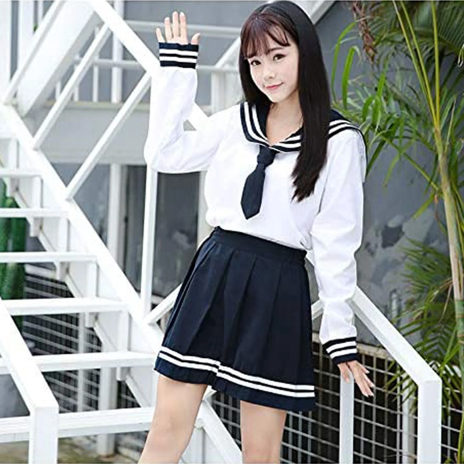 Japanese Women Student Sailor Uniform JK Suit Anime Cosplay Lovely Student Girls Uniform Pleated Skirt Tie Stocking Set 2021
Japanese Women Student Sailor Uniform JK Suit Anime Cosplay Lovely Student Girls Uniform Pleated Skirt Tie Stocking Set 2021