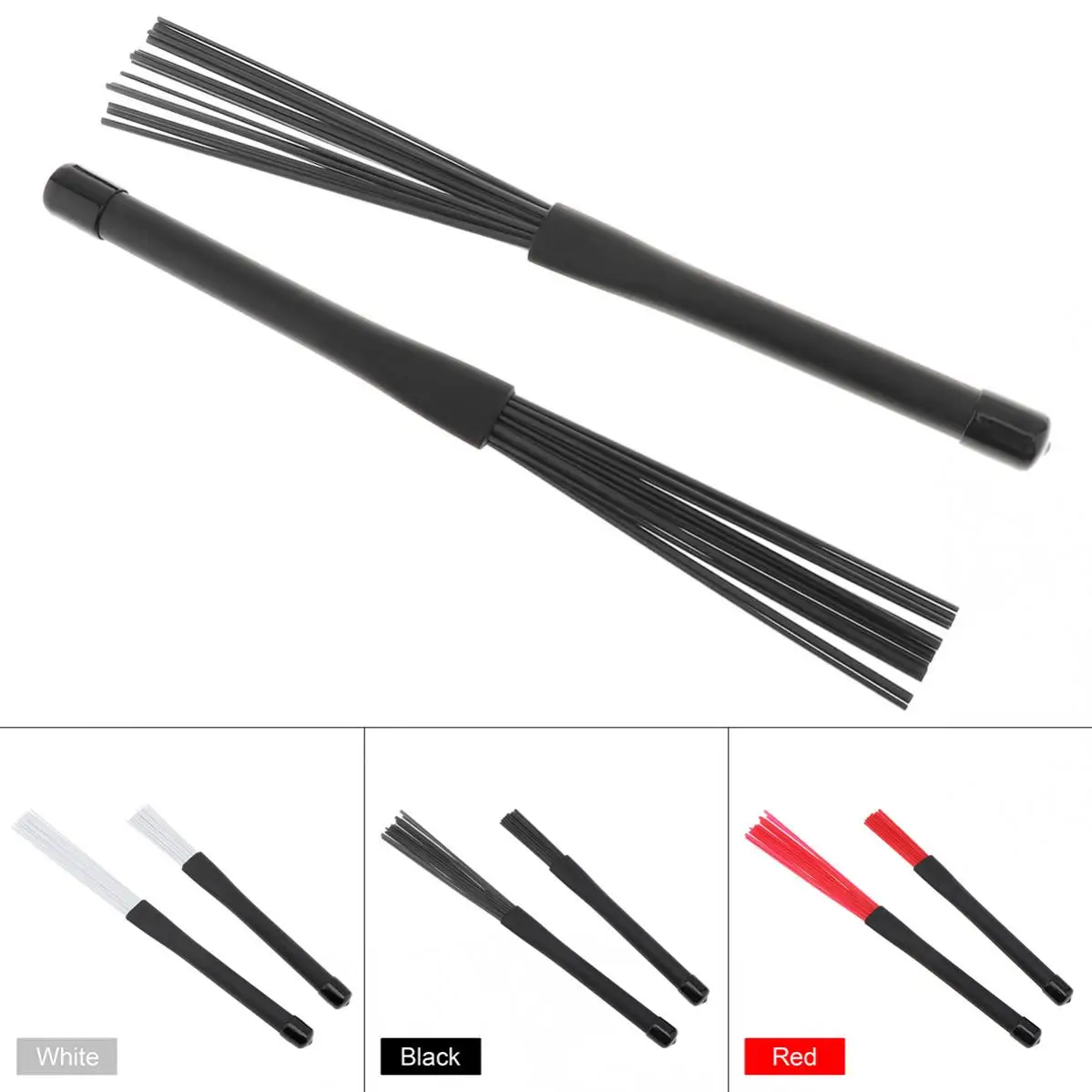 1 Pair Retractable Nylon Jazz Drums Brushes Sticks with Rubber Handles Red Black White
1 Pair Retractable Nylon Jazz Drums Brushes Sticks with Rubber Handles Red Black White