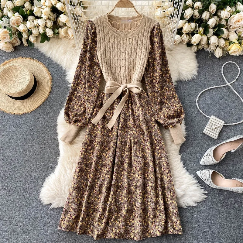 Vintage Elegant Maxi Dresses for Women Patchwork Knitted Vestidos Slim Bandage Robe Fashion Floral Corduroy Dress
Vintage Elegant Maxi Dresses for Women Patchwork Knitted Vestidos Slim Bandage Robe Fashion Floral Corduroy Dress