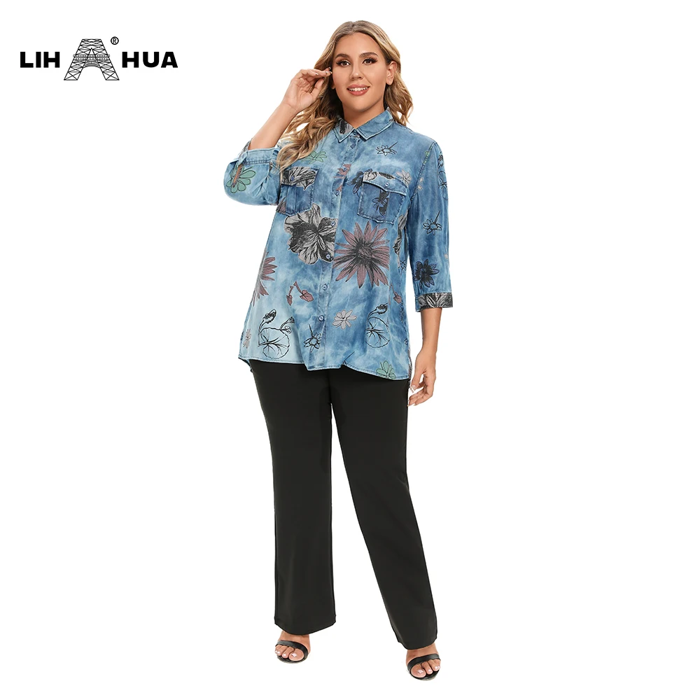 LIH HUA Women's Plus Size Denim Tops Shirt Summer Shirt Casual Sleeve Shirt Printed Woven Denim Short Sleeve
LIH HUA Women's Plus Size Denim Tops Shirt Summer Shirt Casual Sleeve Shirt Printed Woven Denim Short Sleeve
