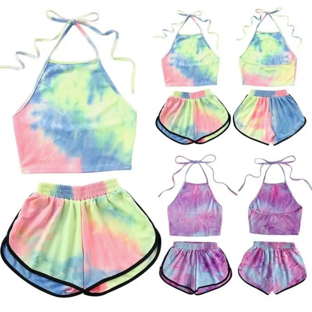 2Pcs/Set Summer Fashion Outfit Tracksuit Tie Dye Halter Suit Sleeveless Backless Crop Top Shorts Women Summer New Fashion Suits
2Pcs/Set Summer Fashion Outfit Tracksuit Tie Dye Halter Suit Sleeveless Backless Crop Top Shorts Women Summer New Fashion Suits