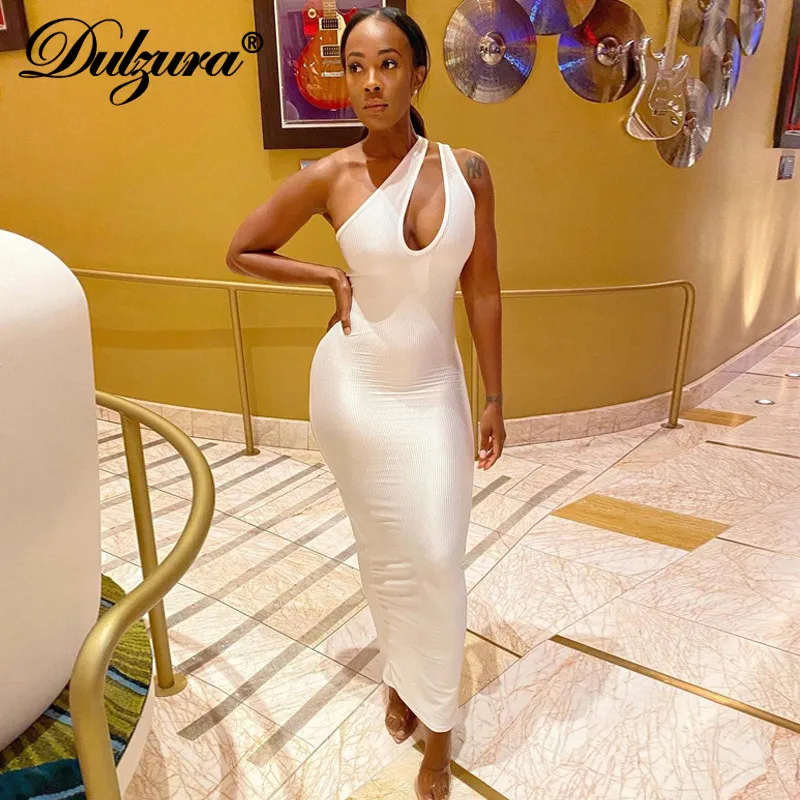 Dulzura Ribbed Hollow Out Women Single Shoulder Midi Dress Bodycon Sexy Streetwear Party Club Casual 2021 Summer Clothes Elegant
Dulzura Ribbed Hollow Out Women Single Shoulder Midi Dress Bodycon Sexy Streetwear Party Club Casual 2021 Summer Clothes Elegant