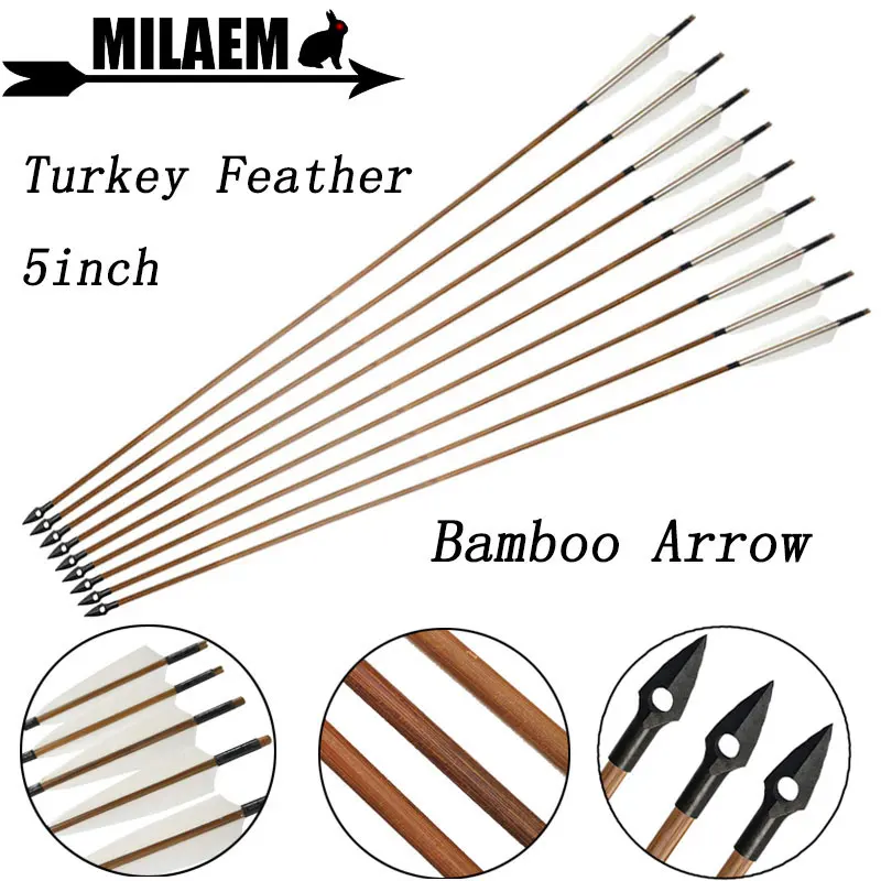 6/12pcs 83cm Archery Bamboo Arrow OD8mm 5inch Turkey Feather Traditional Arrowhead Compound Recurve Bow Shooting Accessories
6/12pcs 83cm Archery Bamboo Arrow OD8mm 5inch Turkey Feather Traditional Arrowhead Compound Recurve Bow Shooting Accessories