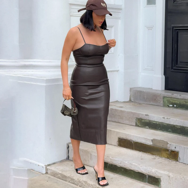 Lygens Pu Leather Adjustable Straps Back Slit Mini Dress 2021 Winter Fall Women Clothing New Fashion Perty Club Evening Apparel
Lygens Pu Leather Adjustable Straps Back Slit Mini Dress 2021 Winter Fall Women Clothing New Fashion Perty Club Evening Apparel
