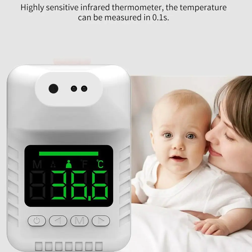 K3X Non-Contact Forehead Wall-Mounted LCD Digital Automatic Infrared Thermometer Can Accurately Measure Forehead Temperature
K3X Non-Contact Forehead Wall-Mounted LCD Digital Automatic Infrared Thermometer Can Accurately Measure Forehead Temperature