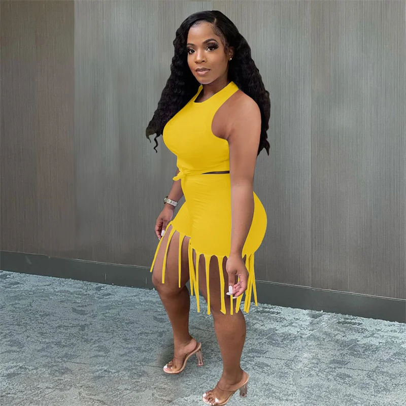2021 Women Solid Tassel Tracksuit Summer Tank Crop Top Fringed Shorts Casual Active 2 Piece Set Drop Ship Wholesale Suit Outfits
2021 Women Solid Tassel Tracksuit Summer Tank Crop Top Fringed Shorts Casual Active 2 Piece Set Drop Ship Wholesale Suit Outfits