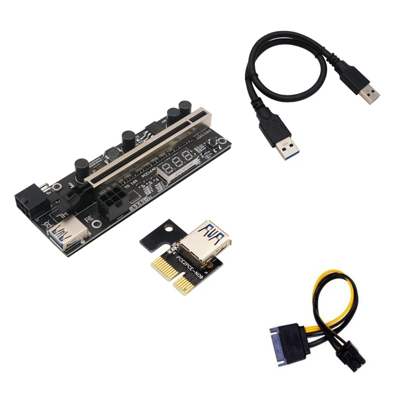 PCIE Riser 1X to 16X Graphic Extension with Temperature Sensor for Bitcoin GPU Mining Powered Riser Adapter Card
PCIE Riser 1X to 16X Graphic Extension with Temperature Sensor for Bitcoin GPU Mining Powered Riser Adapter Card