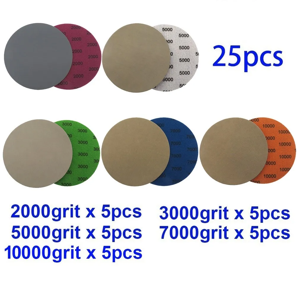 25pcs 5\" 125mm Hook Loop Wet/Dry 2000/3000/5000/7000/10000 Grit Sanding Discs Round Sandpaper Disk Sand Sheet
25pcs 5\" 125mm Hook Loop Wet/Dry 2000/3000/5000/7000/10000 Grit Sanding Discs Round Sandpaper Disk Sand Sheet