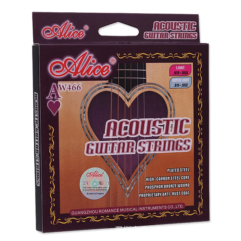 Alice AW466 Acoustic Guitar Strings 011-052 / 012-053 Parts and Accessories High-Carbon Steel Core Phosphor Bronze Wound
Alice AW466 Acoustic Guitar Strings 011-052 / 012-053 Parts and Accessories High-Carbon Steel Core Phosphor Bronze Wound