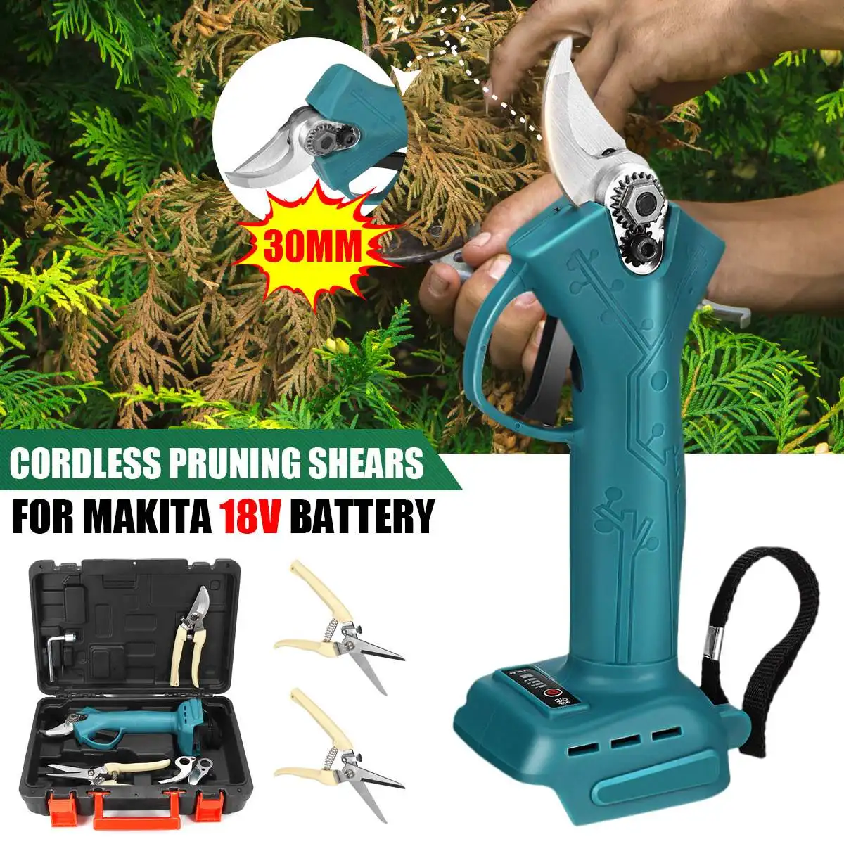 30mm Pruning Shears Cordless Pruner Electric Pruning Shears Scissor Branch Pruner Fruit Tree Pruning for Makita 18V Battery
30mm Pruning Shears Cordless Pruner Electric Pruning Shears Scissor Branch Pruner Fruit Tree Pruning for Makita 18V Battery