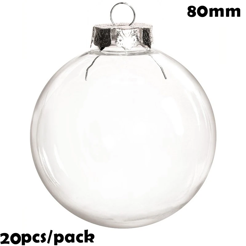 

Promotion - 20 Pieces x DIY Paintable/Shatterproof Clear Christmas Decoration Ornament 80mm Plastic Bauble Ball