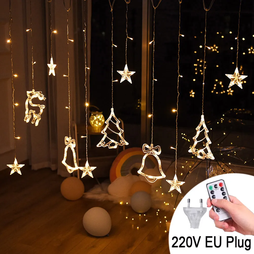 Christmas Curtain String Lights LED Deer Bells Light Garland 138LED Outdoor Xmas Navidad Natal New Year 2022
Christmas Curtain String Lights LED Deer Bells Light Garland 138LED Outdoor Xmas Navidad Natal New Year 2022