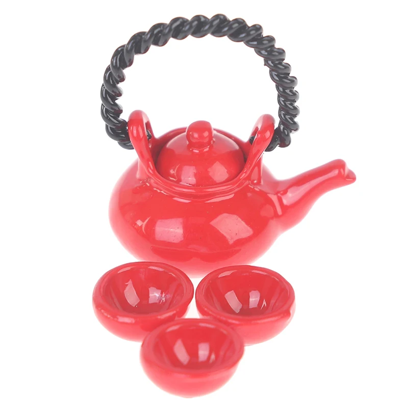 4pcs 1: 12 Dollhouse Furniture Miniature Red Teapot Cup Plate 1 Teapot With Lid+ 3 Cups Dining Ware Toy Tea Set
4pcs 1: 12 Dollhouse Furniture Miniature Red Teapot Cup Plate 1 Teapot With Lid+ 3 Cups Dining Ware Toy Tea Set