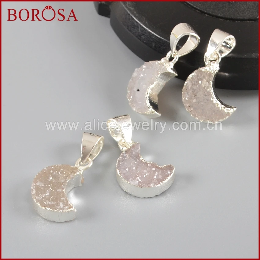 BOROSA Natural Druzy Pendants Pure Silver Color Moon Druzy Pendant Necklace Fittings Druzy Beads for Earrings Making SS120
BOROSA Natural Druzy Pendants Pure Silver Color Moon Druzy Pendant Necklace Fittings Druzy Beads for Earrings Making SS120