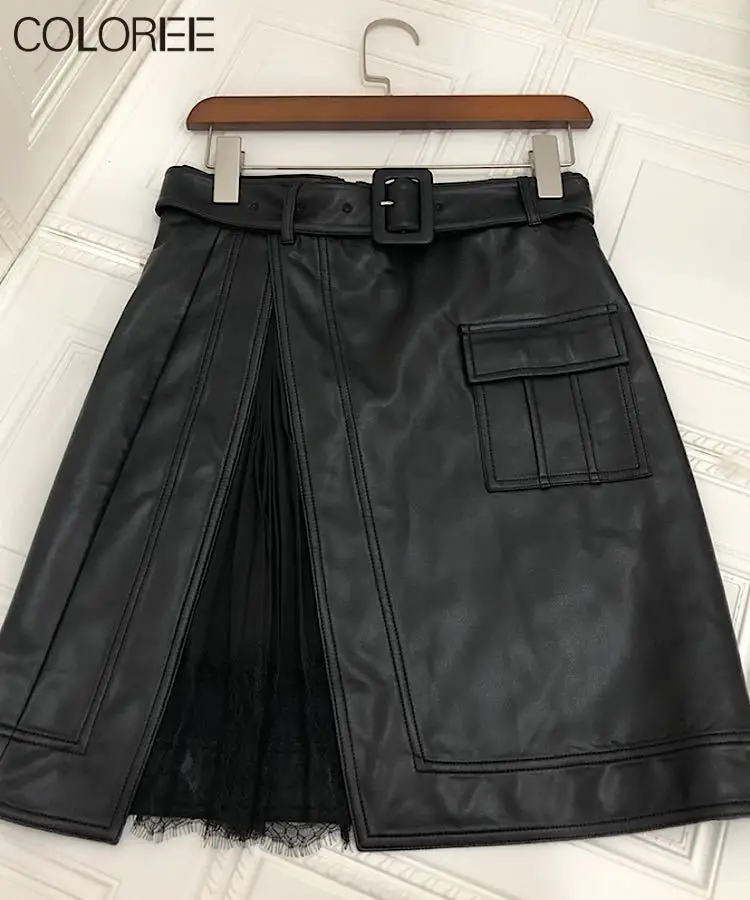 Autumn Vintage Lace Patchwork PU Leather Woman Skirts 2020 Runway Designers High Waist Army Green/Black Mini Skirts Womens
Autumn Vintage Lace Patchwork PU Leather Woman Skirts 2020 Runway Designers High Waist Army Green/Black Mini Skirts Womens