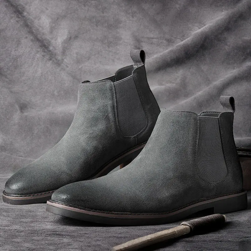 British Mens Grey Chelsea Boots Pointed Toe Designer Lumbering Shoes For Male Office Career Western Botas Leisure Zapatos ERRFC
British Mens Grey Chelsea Boots Pointed Toe Designer Lumbering Shoes For Male Office Career Western Botas Leisure Zapatos ERRFC