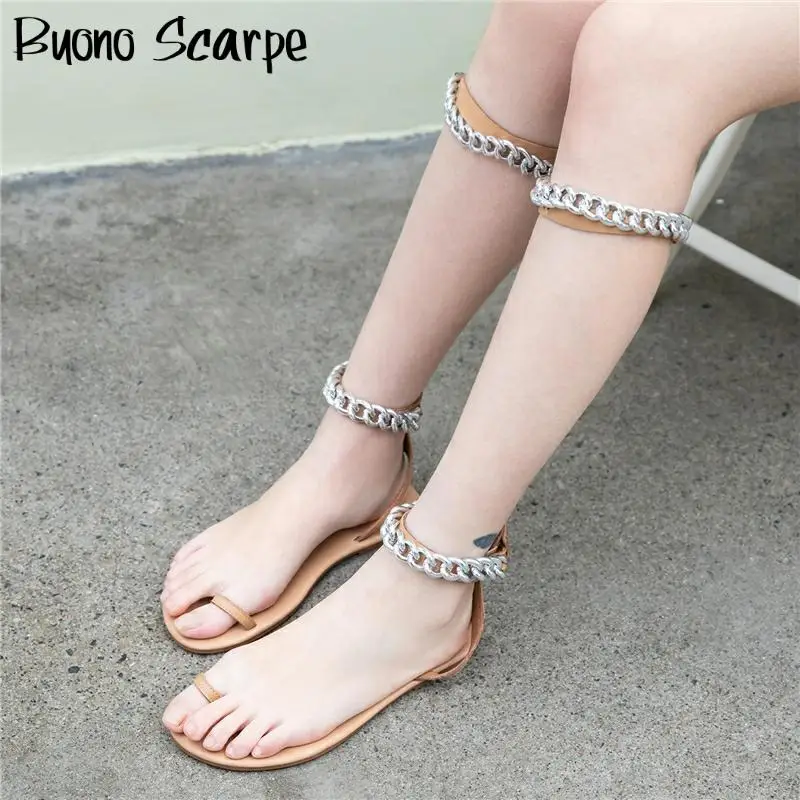 Metal Chains Gladiator Women Sandals Clip Toe Sexy Rome Shoes Flat Straps Beach Sandalias Mujer Big Size Summer Leather Shoes
Metal Chains Gladiator Women Sandals Clip Toe Sexy Rome Shoes Flat Straps Beach Sandalias Mujer Big Size Summer Leather Shoes