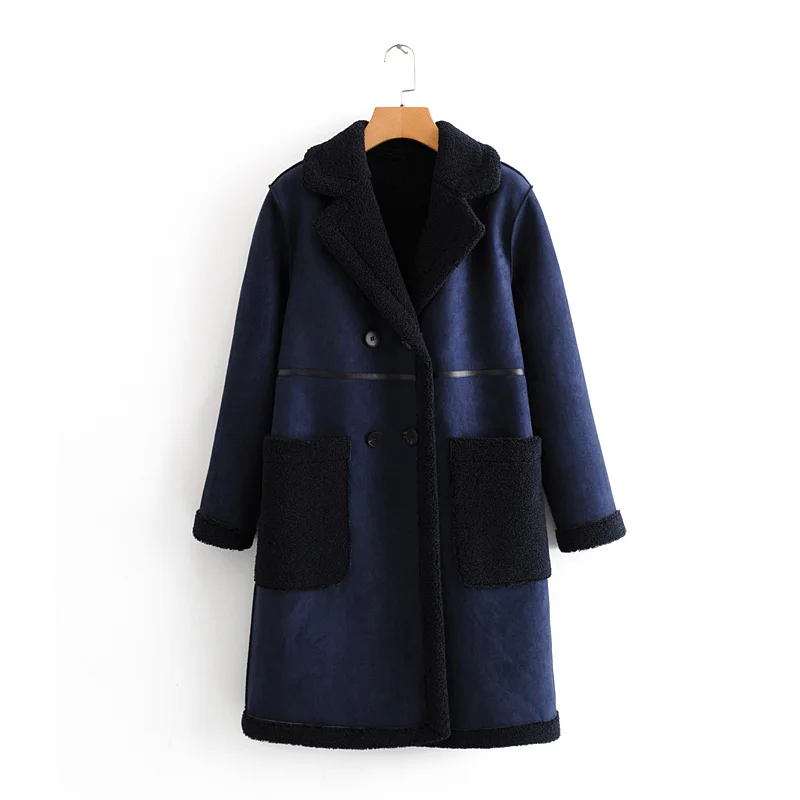 KRSB Winter Women's Dark Blue Suit Collar Fake Fur Stitching Fabric Long-Sleeved Single-Breasted Long Thick Loose Jacket
KRSB Winter Women's Dark Blue Suit Collar Fake Fur Stitching Fabric Long-Sleeved Single-Breasted Long Thick Loose Jacket