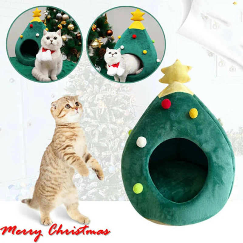 Новые рождественские мягкие игровой комплекс для кошек Форма Кошкин дом собаки
