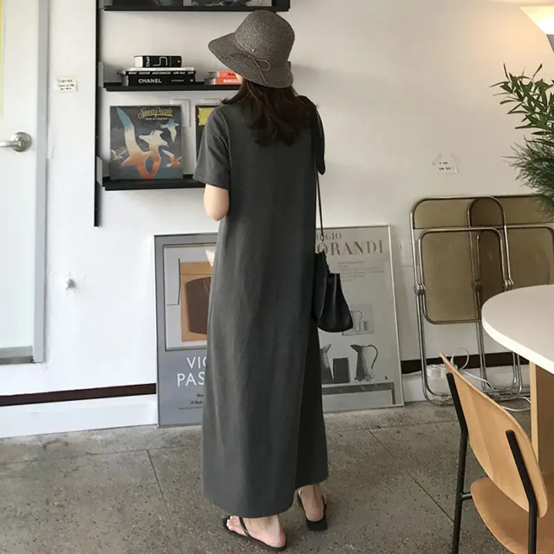 Large Size T-Shirt Long Skirt Summer Loose And Thin Over The Knee Solid Color Dress
Large Size T-Shirt Long Skirt Summer Loose And Thin Over The Knee Solid Color Dress