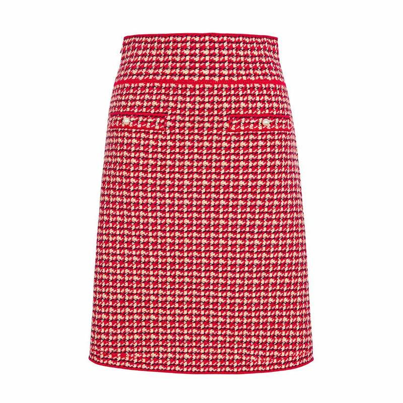 2021 Spring/Summer New Retro Red Houndstooth High Waist Sling Knitted Top and Half Skirt Suit Women
2021 Spring/Summer New Retro Red Houndstooth High Waist Sling Knitted Top and Half Skirt Suit Women