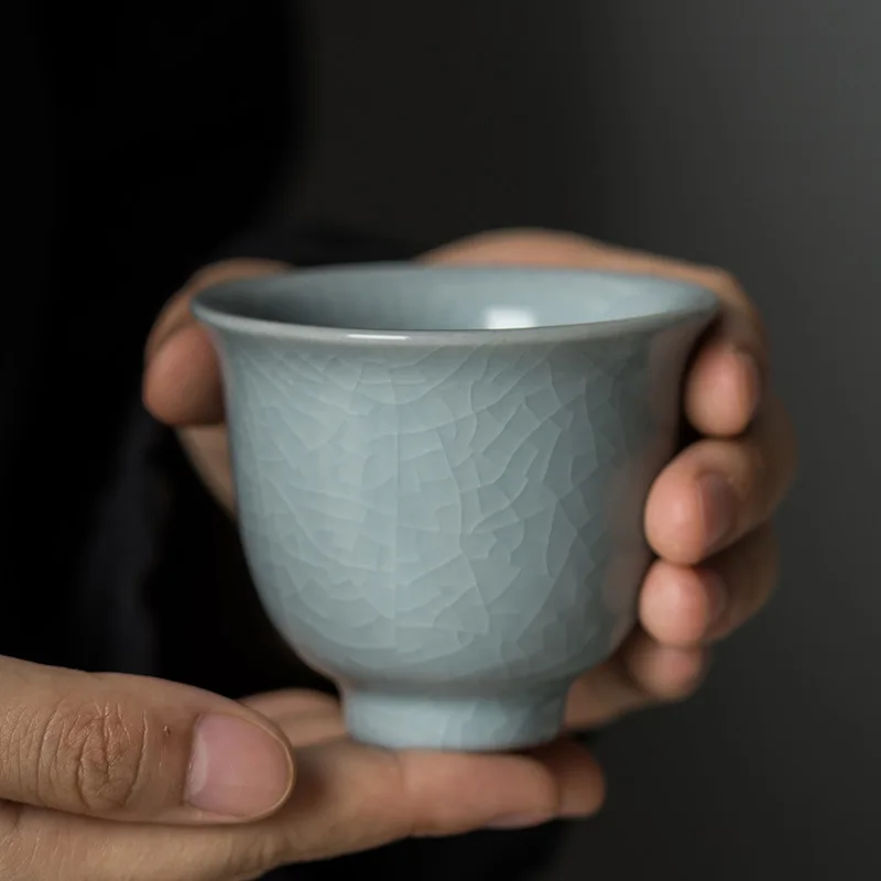 

Teacup Ceramic Single Master Cup Single Cup Kung Fu Can Raise Tea Table Ru Kiln Teacup Handmade Offcial Kiln Ceramic Teacups