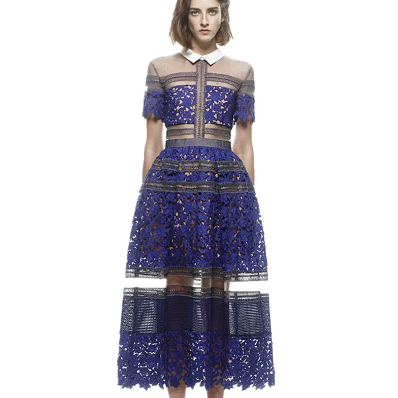 High Quality Self Portrait Runway Women Vintage Sexy Long Dress Women Hollow Out Lace Patchwork Lapel Fashion Party Dresses
High Quality Self Portrait Runway Women Vintage Sexy Long Dress Women Hollow Out Lace Patchwork Lapel Fashion Party Dresses