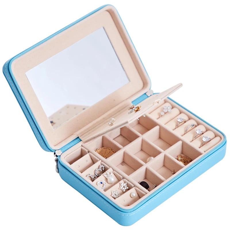 Korean Style Jewelry Box Organizer Display Storage Leather Large Big Mirror Multi-function Necklace Earring Ring for | Украшения и