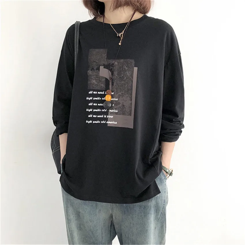 Autumn Letter Printing t-Shirt Women Casual Long Sleeve Loose o-Neck Female Top Tee Streetwear Korean Pullover Female Top Tshirt
Autumn Letter Printing t-Shirt Women Casual Long Sleeve Loose o-Neck Female Top Tee Streetwear Korean Pullover Female Top Tshirt