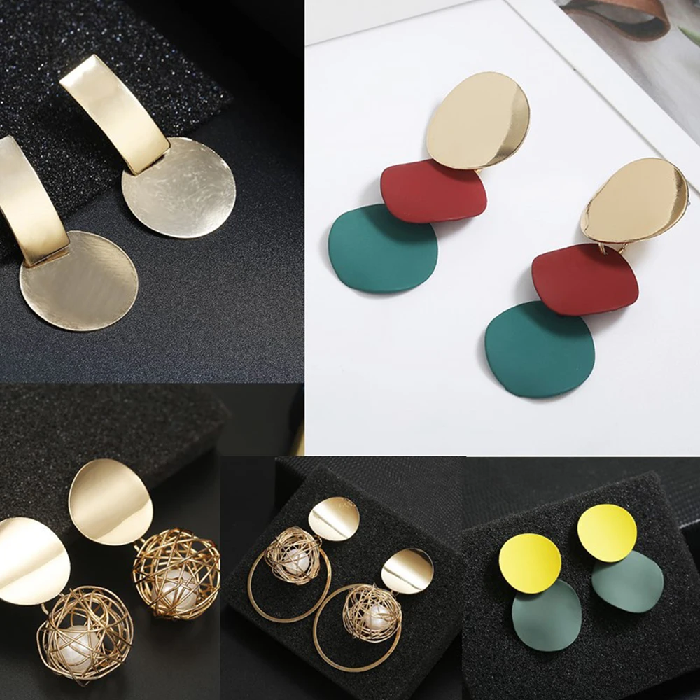 

Retro Metal Geometry Wafer Earring Pendant for Woman Fashion Wedding Jewelry Party Ladies Unusual Dangle Earrings Accessories