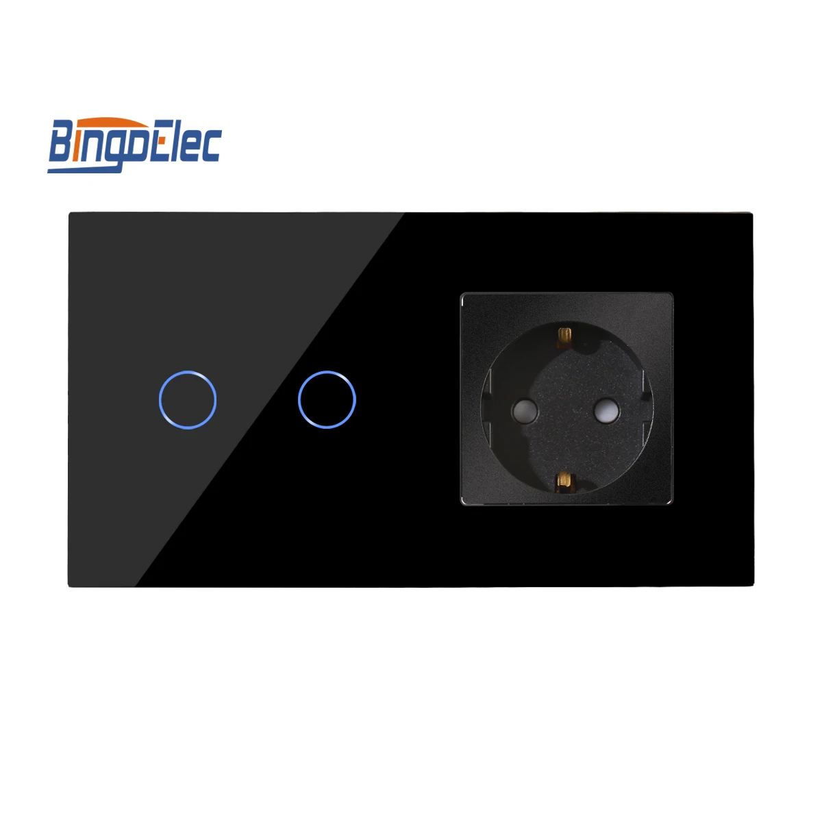 Bingoelec Touch Light Switch EU Standrad 2 Gang 1 Way With Germany Socket Three Color Crystal Glass Panel 86*157mm
Bingoelec Touch Light Switch EU Standrad 2 Gang 1 Way With Germany Socket Three Color Crystal Glass Panel 86*157mm
