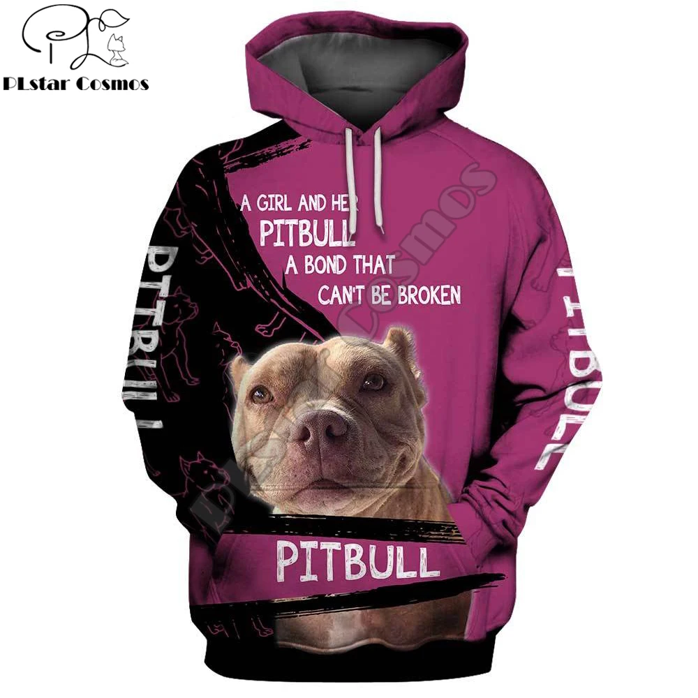 A girl and her PITBULL Dog 3D All Over Печатный унисекс Deluxe Толстовка в стиле "кэжуал" Zip Jacket