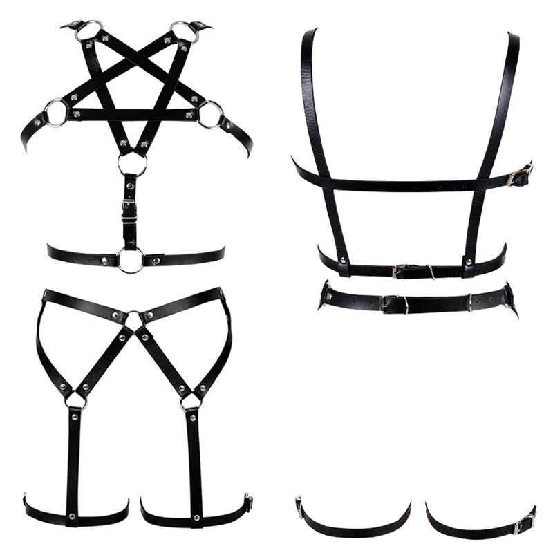 Punk Leather Harness Belt Top Pentagram Chest Women Body Caged Leg Suspender Adjust Festival Pole Dance Goth Hollow Out Bustier
Punk Leather Harness Belt Top Pentagram Chest Women Body Caged Leg Suspender Adjust Festival Pole Dance Goth Hollow Out Bustier
