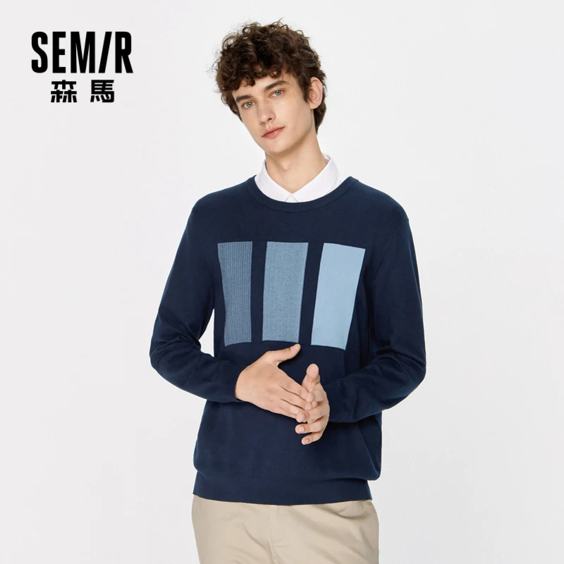 Свитер мужской осенний, с круглым вырезом 
Свитер мужской осенний, с круглым вырезом