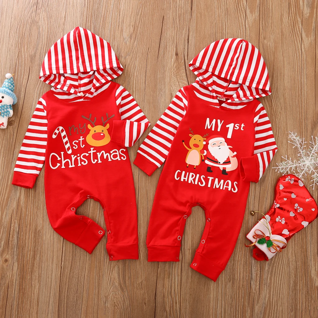 Newborn Boys Girls Christmas Romper Hooded Neck Stripe Long Sleeve Cartoon Long Romper Overall Clothes 0-12months
Newborn Boys Girls Christmas Romper Hooded Neck Stripe Long Sleeve Cartoon Long Romper Overall Clothes 0-12months