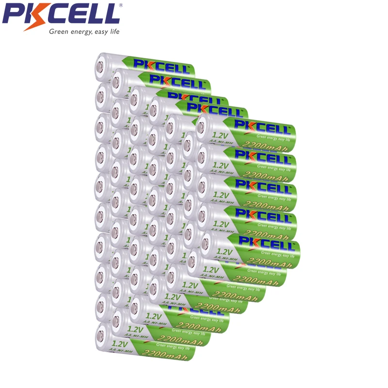 

50PCS PKCELL AA Low Self discharge 1.2V NIMH AA Rechargeable Battery 2200mAh nimh aa Batteria for remote control toy MP3/MP4