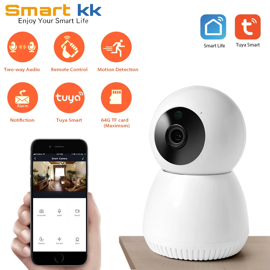 Беспроводная сетевая камера smartkk Tuya с разрешением 1080P умная домашняя tuya